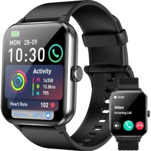 Smartwatch,Relógio Inteligente para Homens e Mulheres, 1.85“ Tela HD Touch, 100+ Modos Esportivos, Chamadas Bluetooth,Assistente de Voz, Compatível com iOS/Android,Inclui 2 Pulseiras,Preto | .br